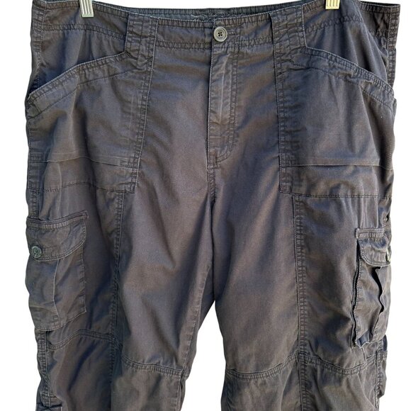 ZD Premium Womens Black Button Pockets Drawstring Hem Cropped Cargo Pants 20 - Picture 7 of 9